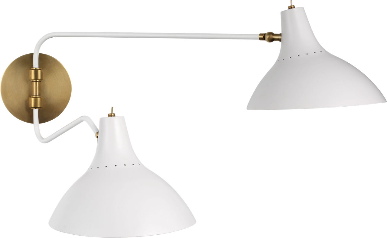 Charlton Medium Double Wall Light in White