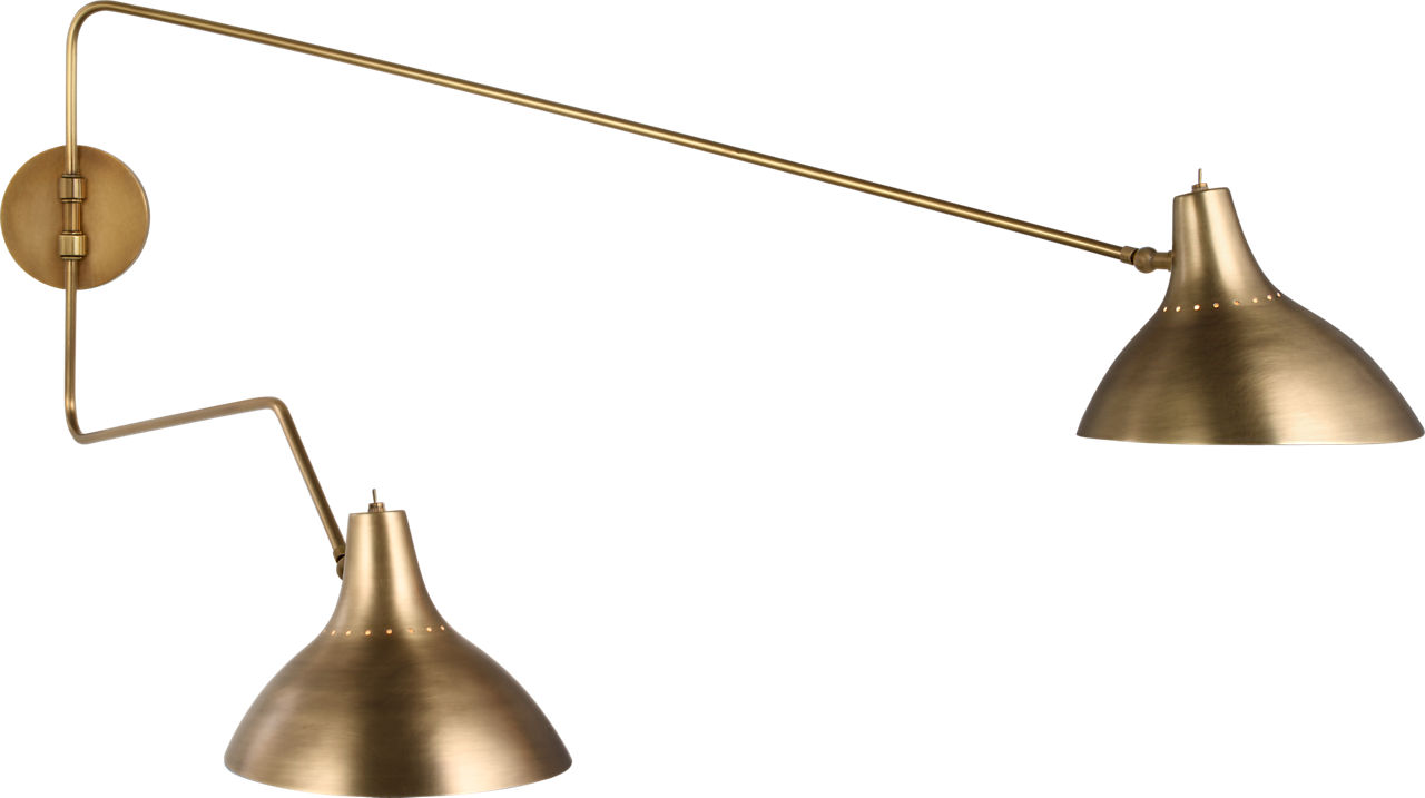 Charlton Large Double Wall Light in Hand-Rubbed Antique Brass