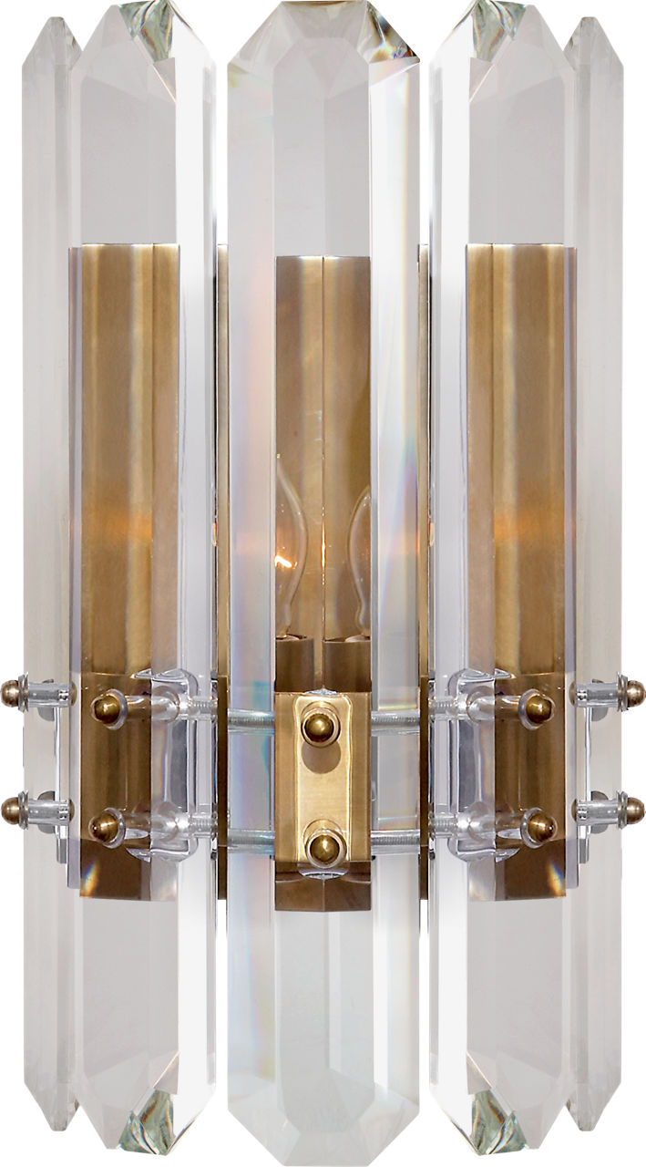 Bonnington Wall Sconce in Hand-Rubbed Antique Brass with Crystal