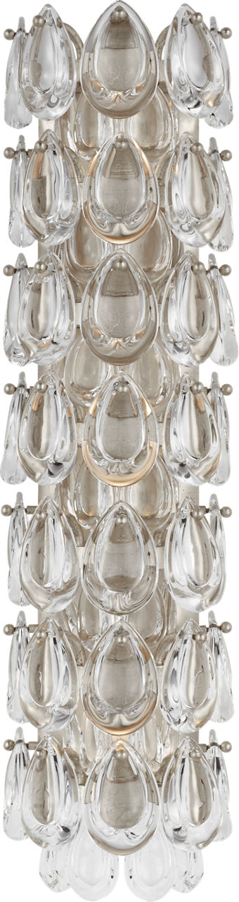 Liscia 22" Sconce in Burnished Silver Leaf with Crystal
