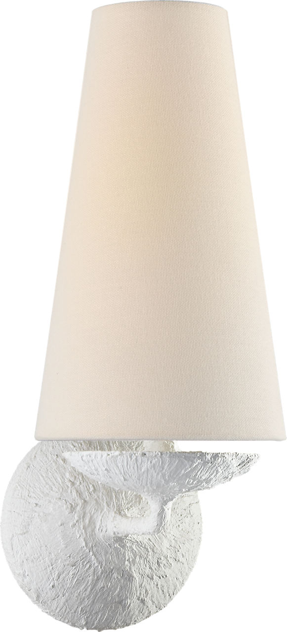 Fontaine Single Sconce in Plaster with Linen Shade