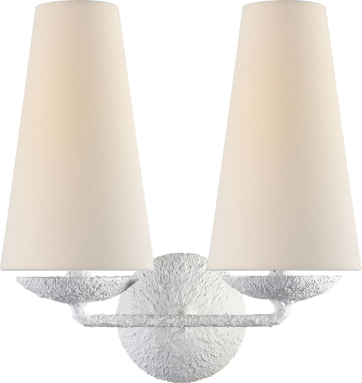 Fontaine Double Sconce in Plaster with Linen Shades