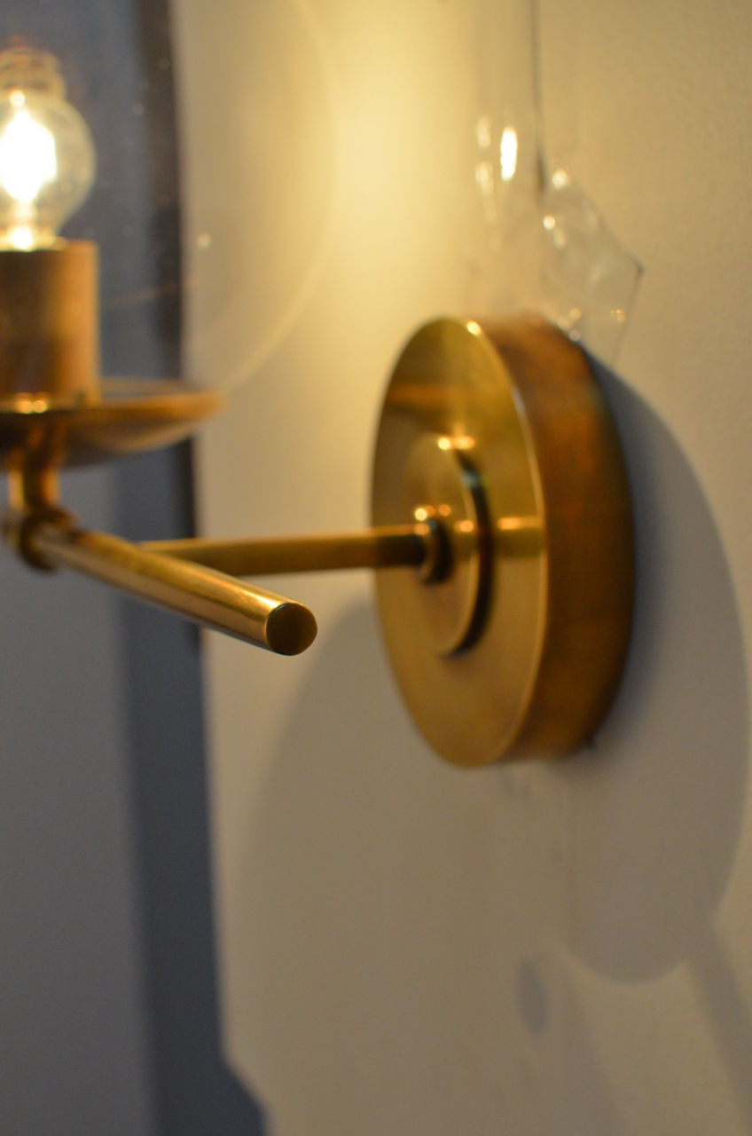 Turenne Small Sconce in Hand-Rubbed Antique Brass with Clear Glass