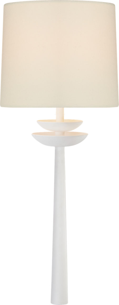 Beaumont Medium Tail Sconce in White with Linen Shade