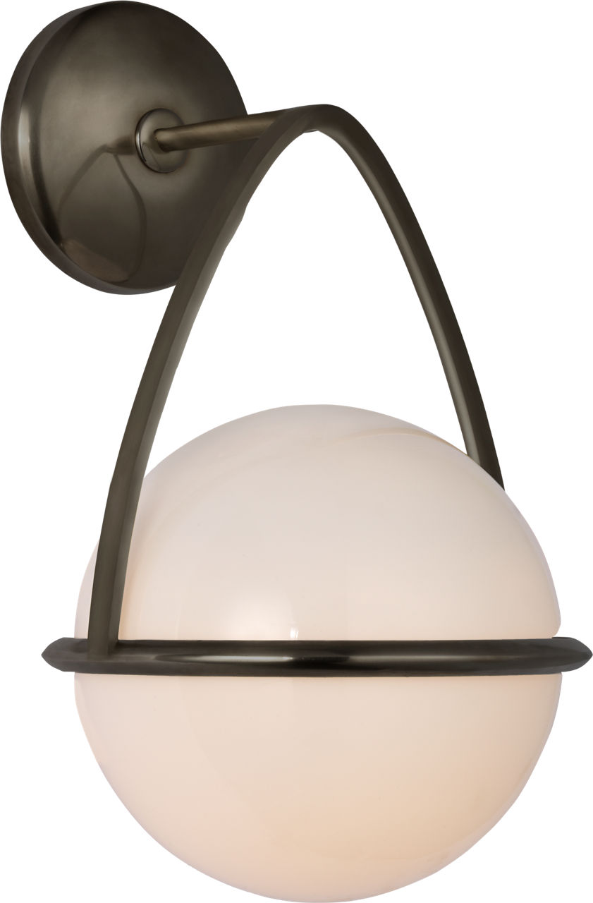 Lisette Bracketed Sconce in Bronze with White Glass