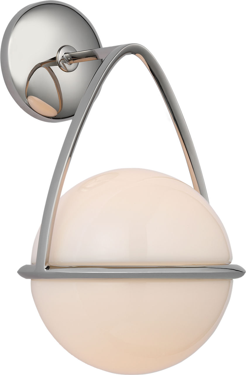 Lisette Bracketed Sconce in Polished Nickel with White Glass