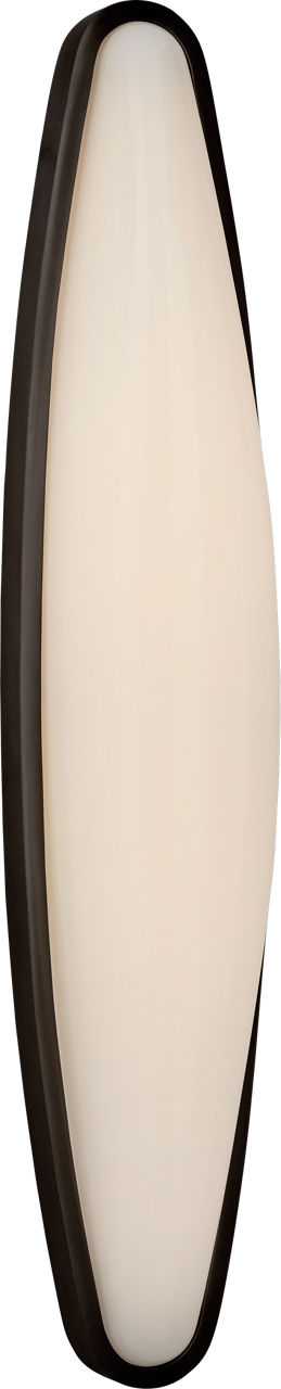 Ezra Large Bath Sconce in Bronze with White Glass