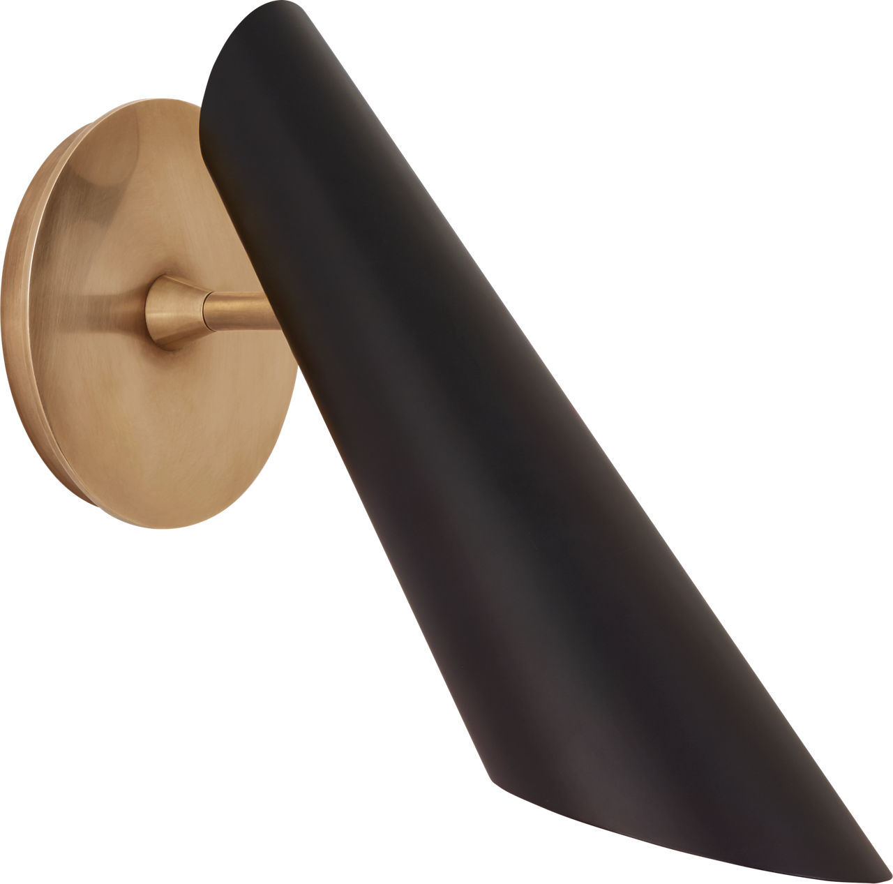 Franca Pivoting Shade Sconce in Hand-Rubbed Antique Brass with Black Shade