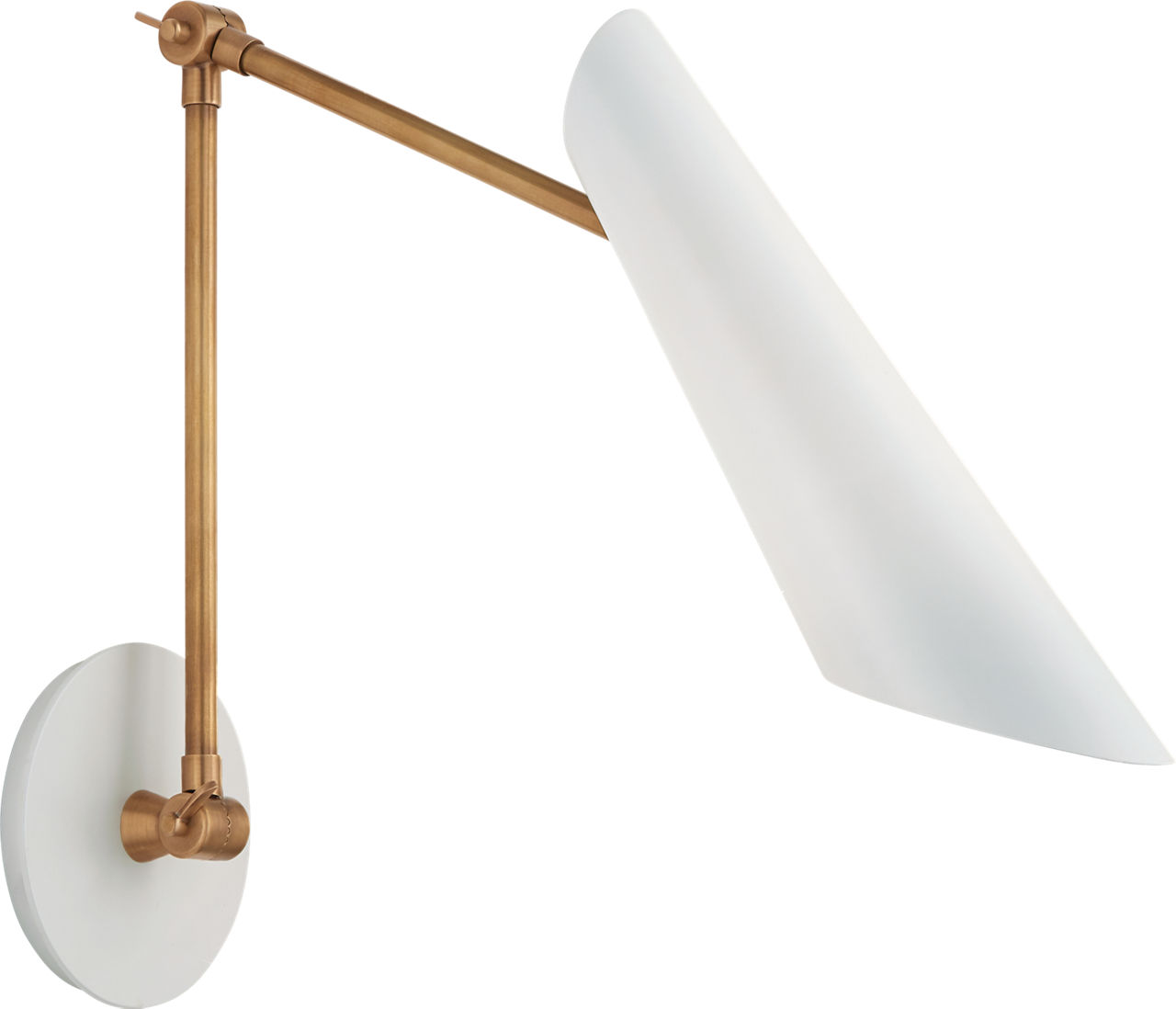 Franca Double Library Wall Light in Hand-Rubbed Antique Brass with White Shade