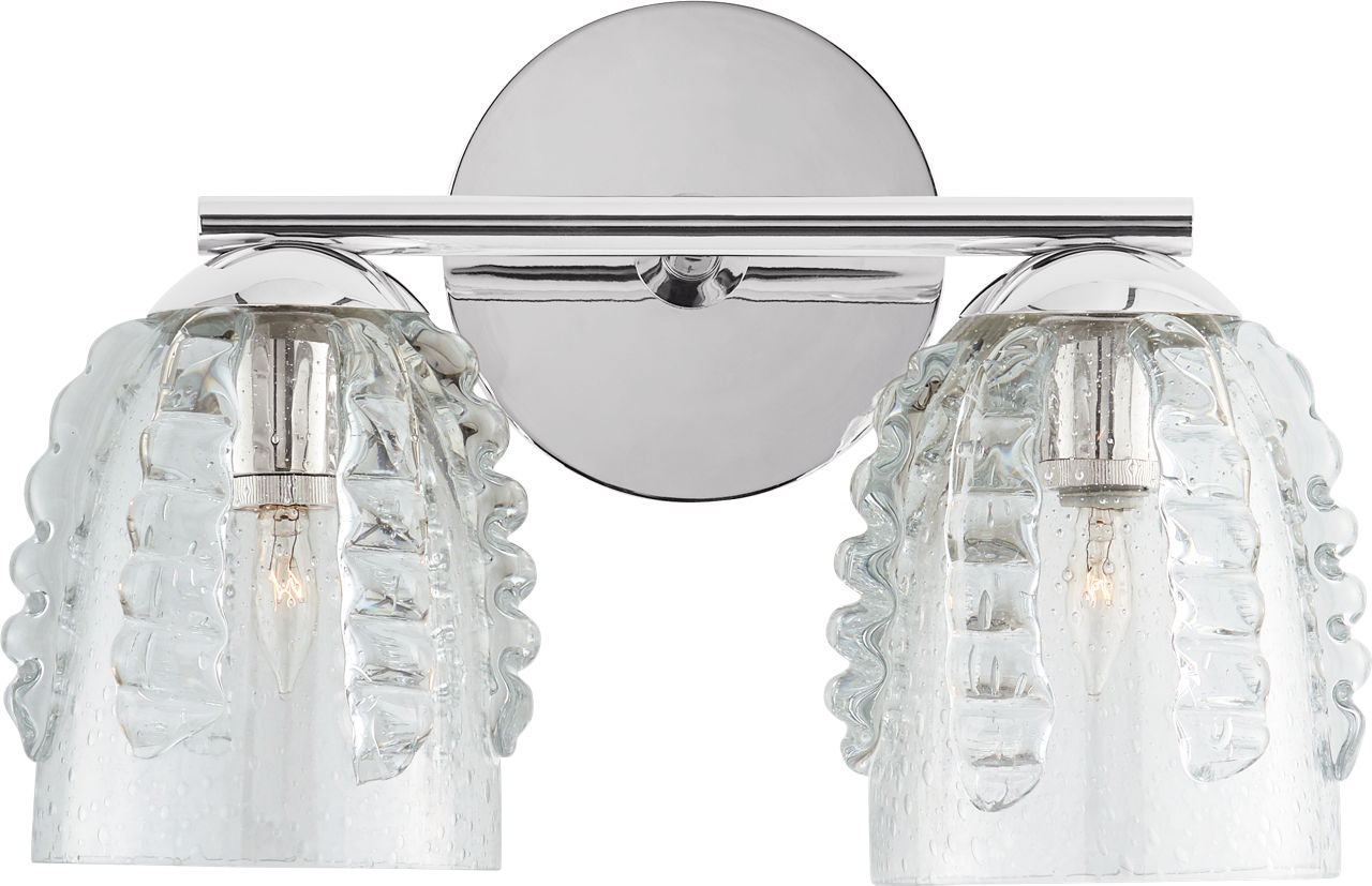 Gisela Double Sconce in Polished Nickel with Seeded Glass