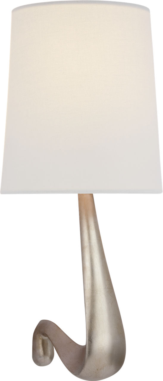 Gaya Large Sconce in Burnished Silver Leaf with Linen Shade
