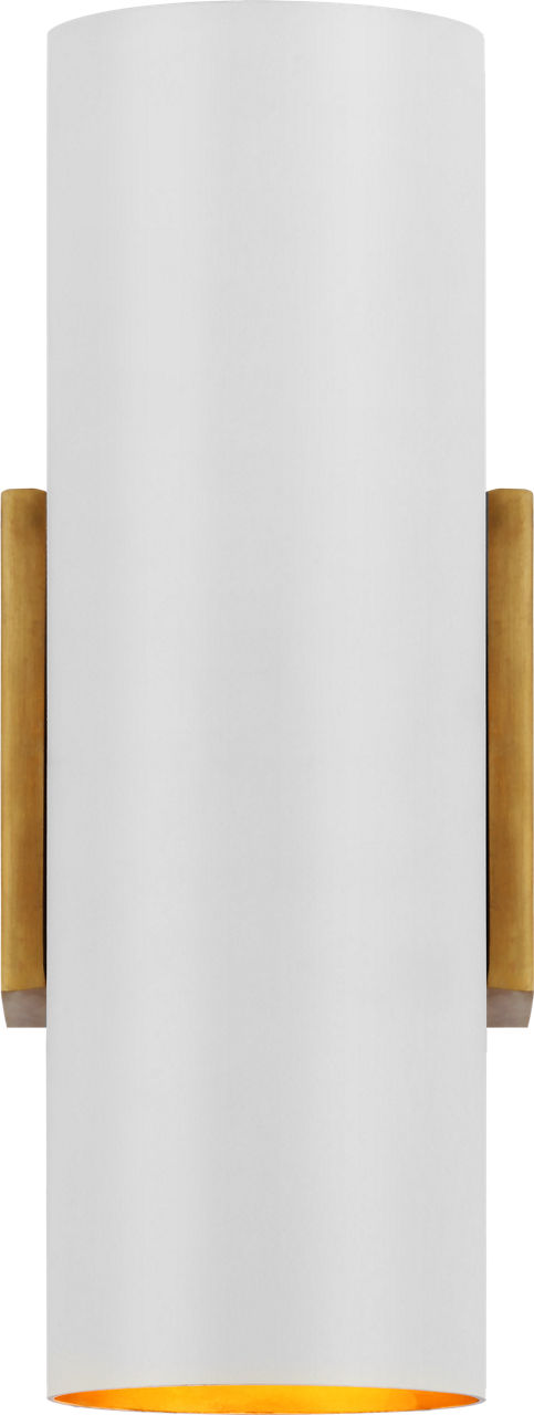 Nella Small Cylinder Sconce in Hand-Rubbed Antique Brass and Plaster White
