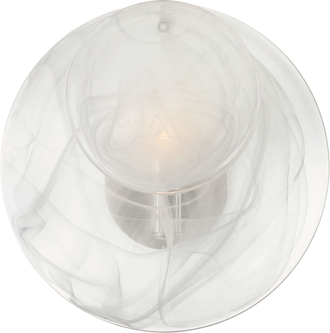 Loire Small Sconce in Polished Nickel with White Strie Glass