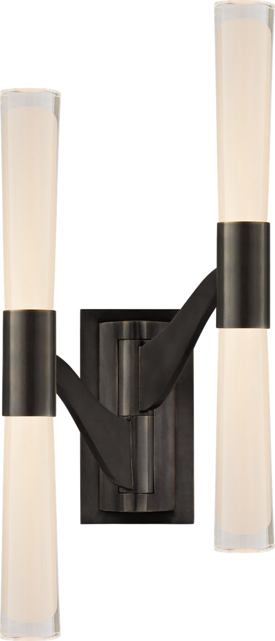 Brenta Large Double Articulating Sconce in Bronze with White Glass