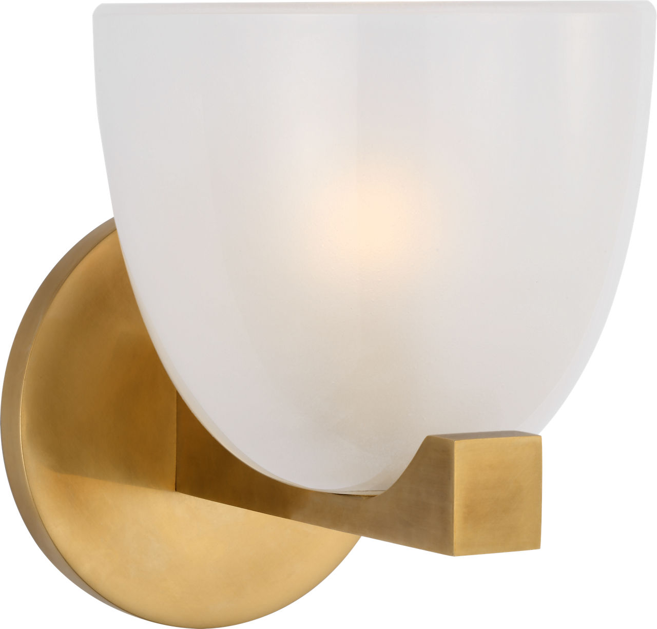 Carola Single Sconce in Hand-Rubbed Antique Brass with Frosted Glass