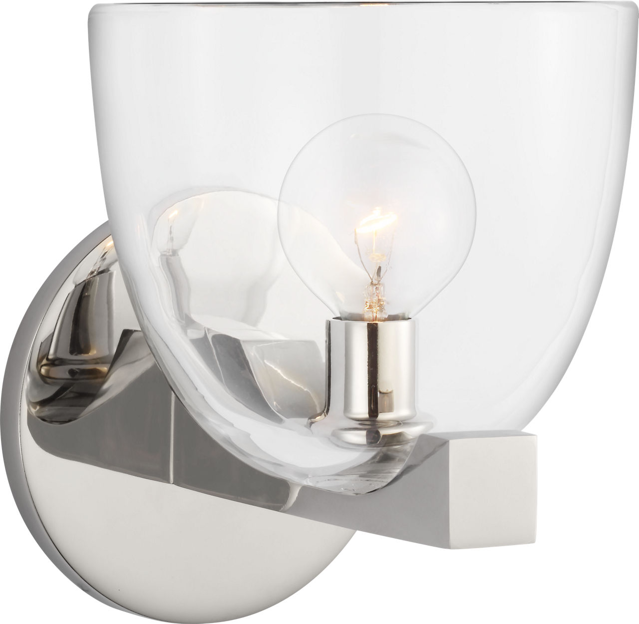 Carola Single Sconce in Polished Nickel with Clear Glass