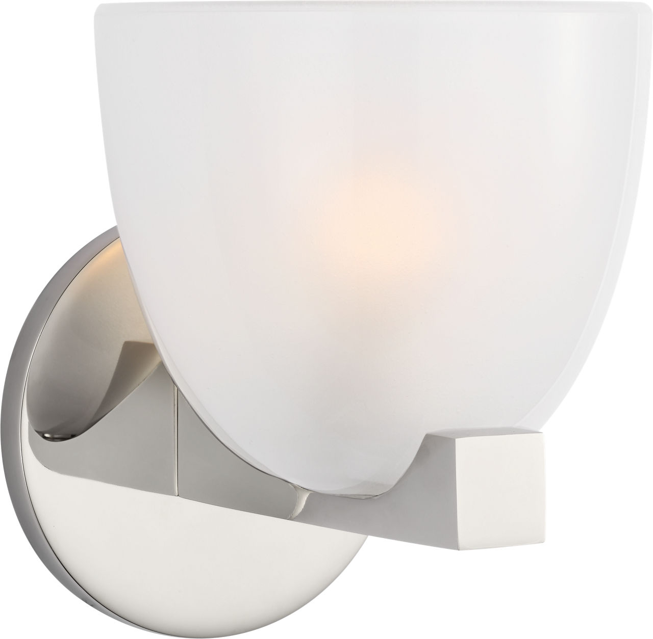 Carola Single Sconce in Polished Nickel with Frosted Glass