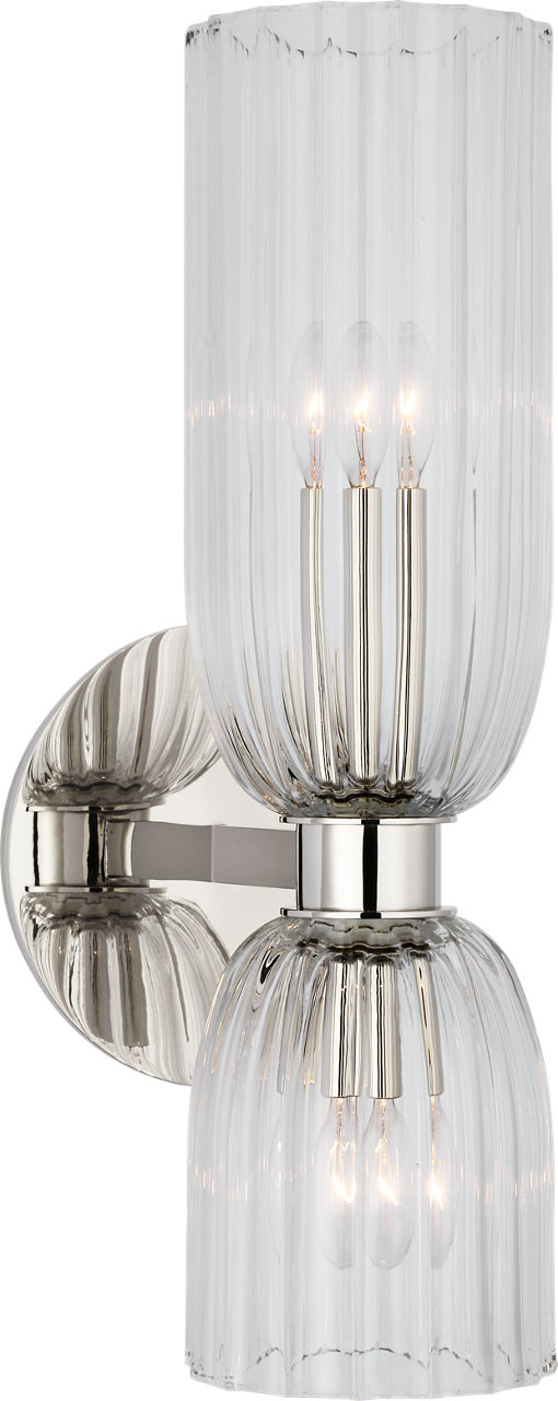 Asalea 16" Double Bath Sconce in Polished Nickel with Clear Glass