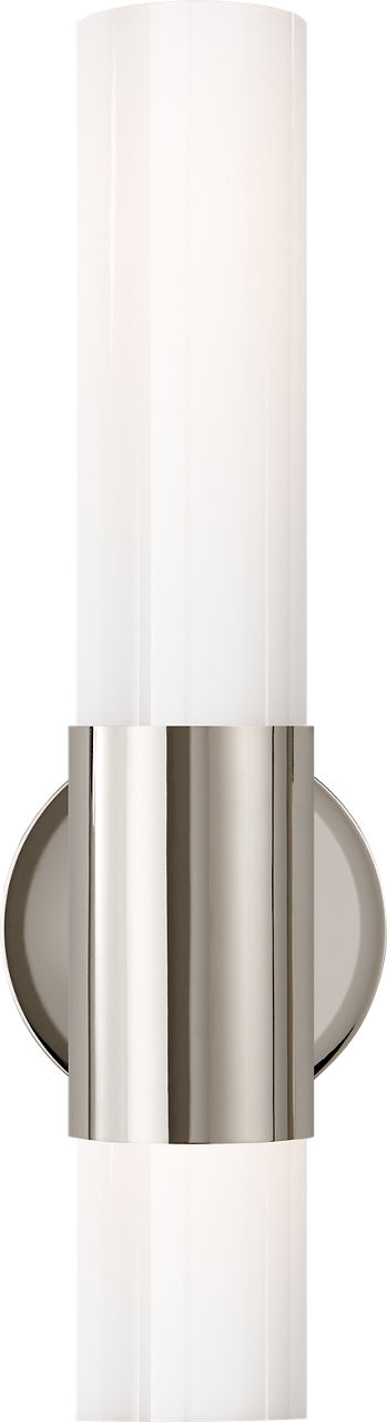 Penz Medium Cylindrical Sconce in Polished Nickel with White Glass