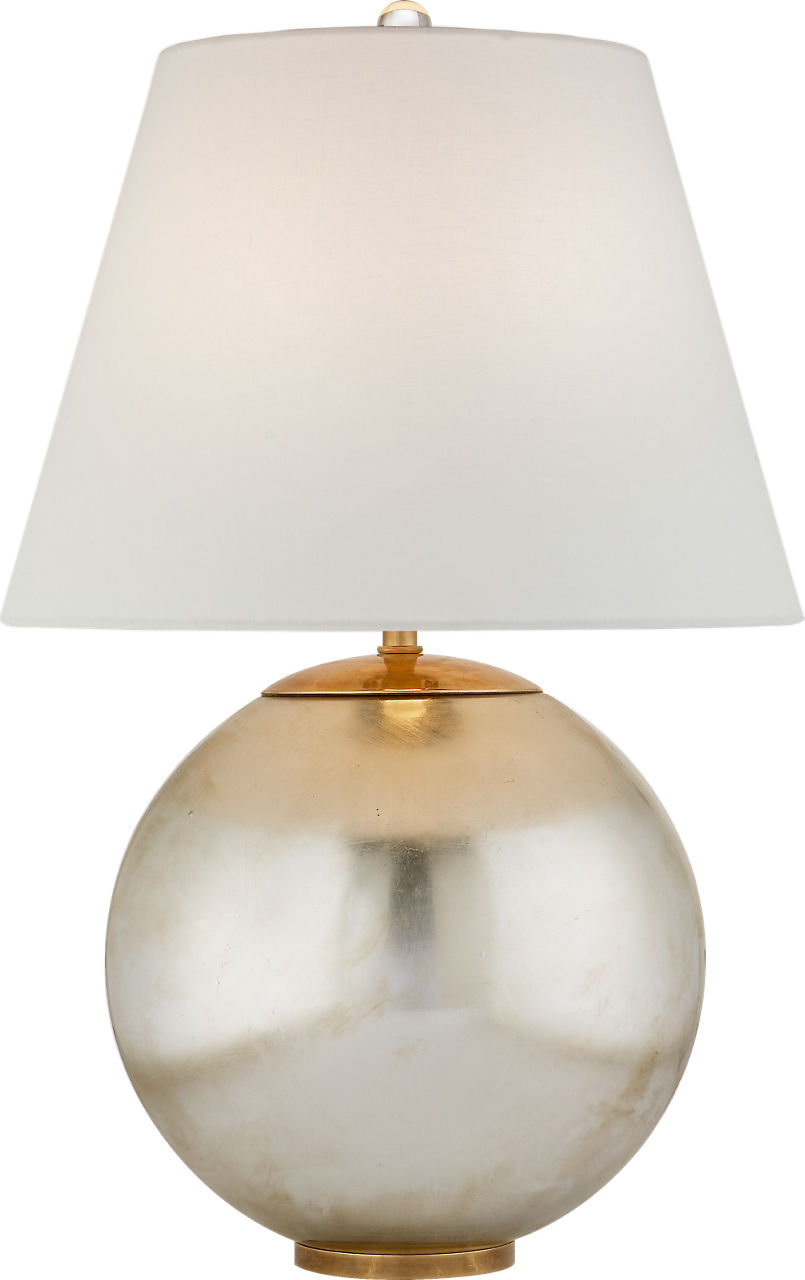 Morton Table Lamp in Burnished Silver Leaf with Linen Shade