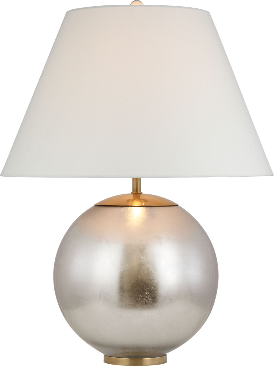Morton Large Table Lamp in Burnished Silver Leaf with Linen Shade