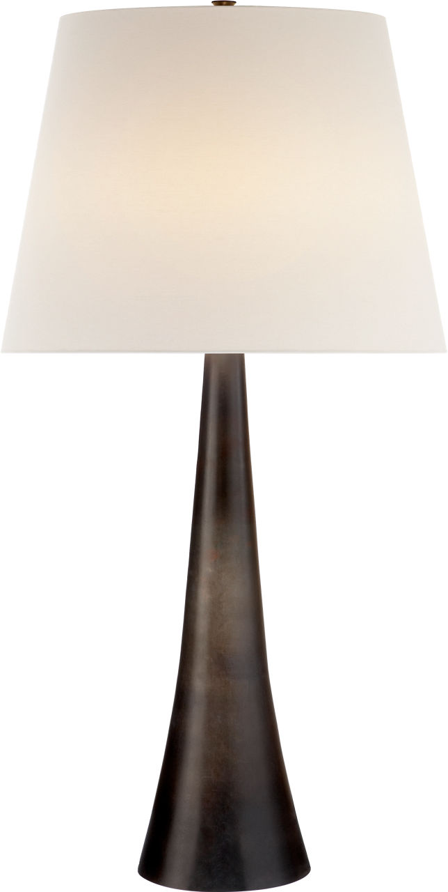 Dover Table Lamp in Aged Iron with Linen Shade