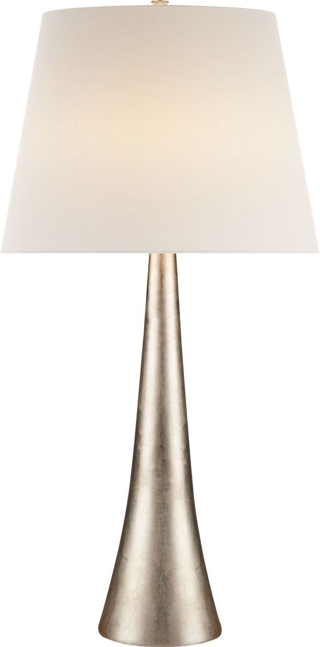 Dover Table Lamp in Burnished Silver Leaf with Linen Shade