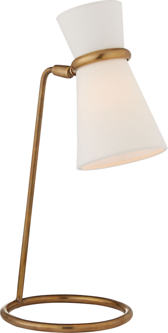 Clarkson Table Lamp in Hand-Rubbed Antique Brass with Linen Shade