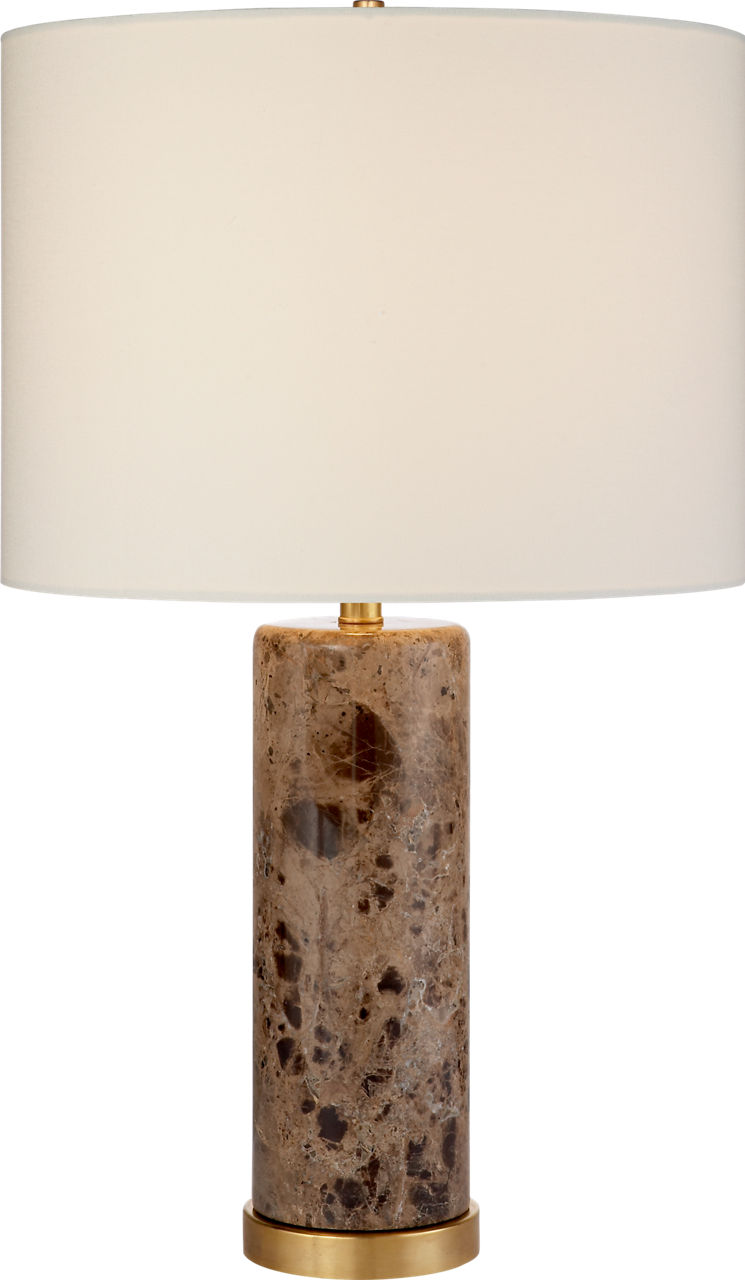 Cliff Table Lamp in Brown Marble with Linen Shade