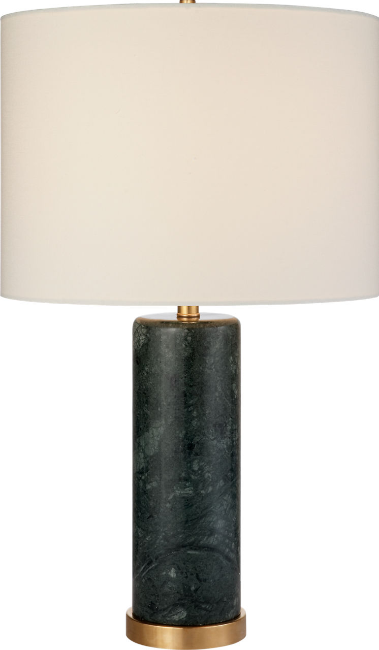 Cliff Table Lamp in Green Marble with Linen Shade