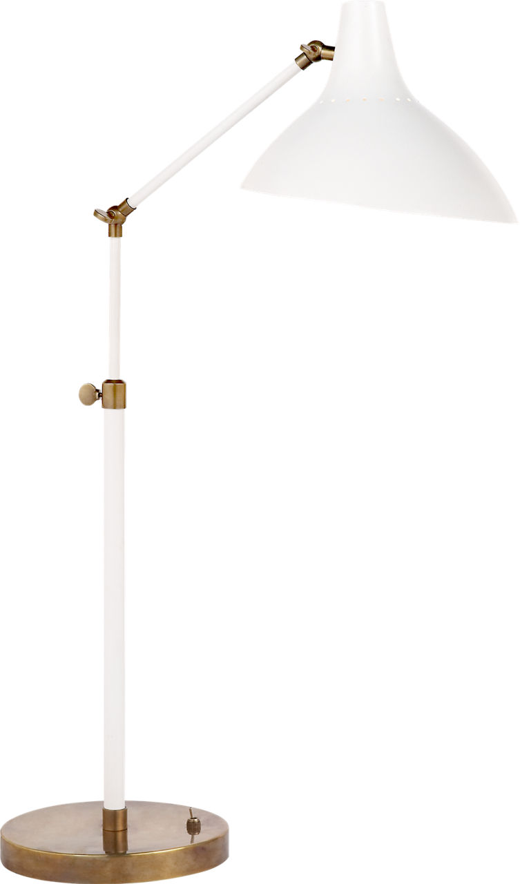 Charlton Table Lamp in White and Hand-Rubbed Antique Brass