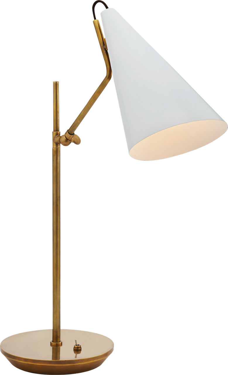 Clemente Table Lamp in Hand-Rubbed Antique Brass with White