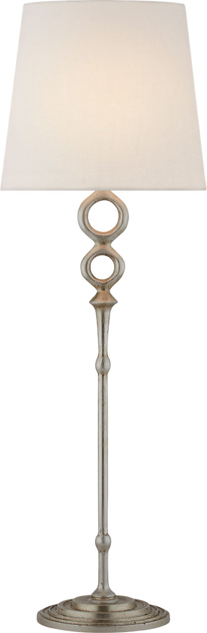 Bristol Table Lamp in Burnished Silver Leaf with Linen Shade