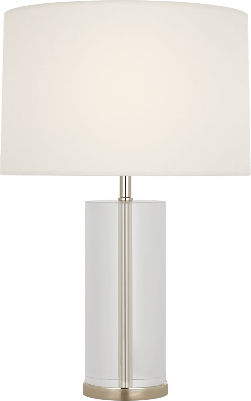 Lineham 16" Cordless Accent Lamp in Crystal and Polished Nickel with Linen Shade