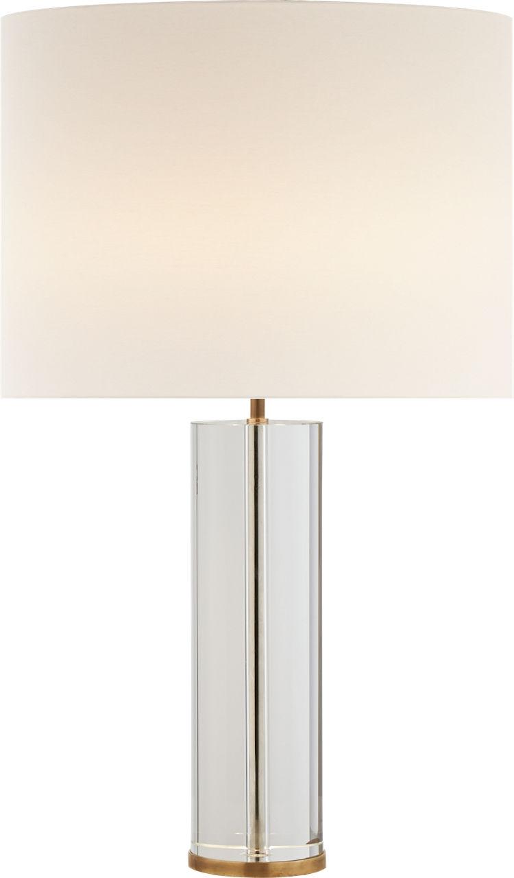 Lineham Table Lamp in Crystal and Hand-Rubbed Antique Brass with Linen Shade