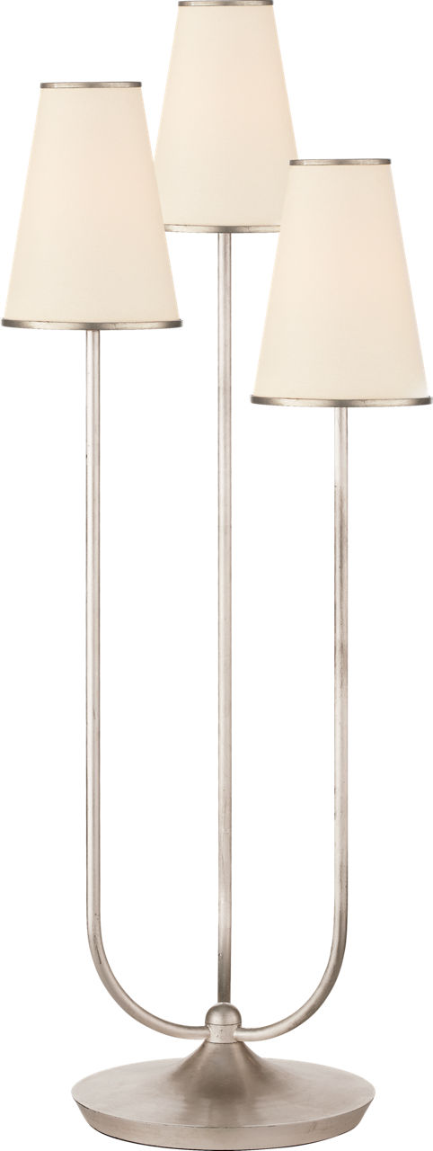 Montreuil Triple Table Lamp in Burnished Silver Leaf with Linen Shades