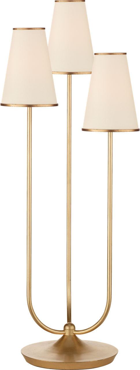 Montreuil Triple Table Lamp in Gild with Linen Shades