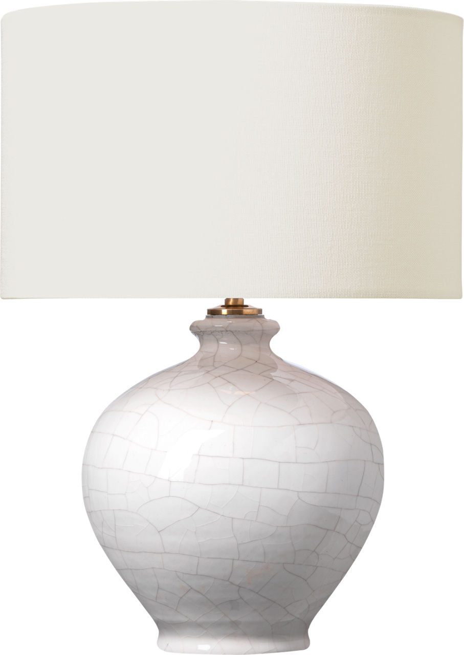 Gaios 13" Cordless Accent Lamp in Crackled Ivory with Linen Shade