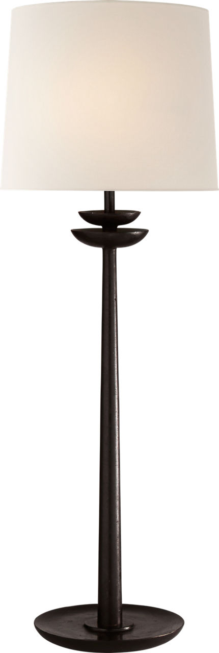 Beaumont Medium Buffet Lamp in Aged Iron with Linen Shade