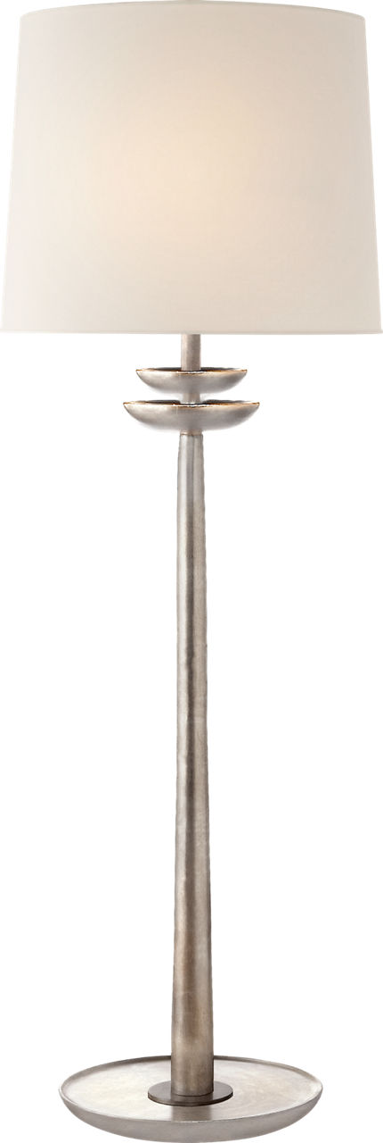 Beaumont Medium Buffet Lamp in Burnished Silver Leaf with Linen Shade