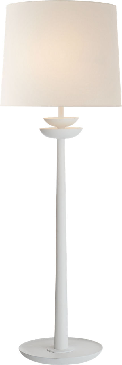 Beaumont Medium Buffet Lamp in White with Linen Shade
