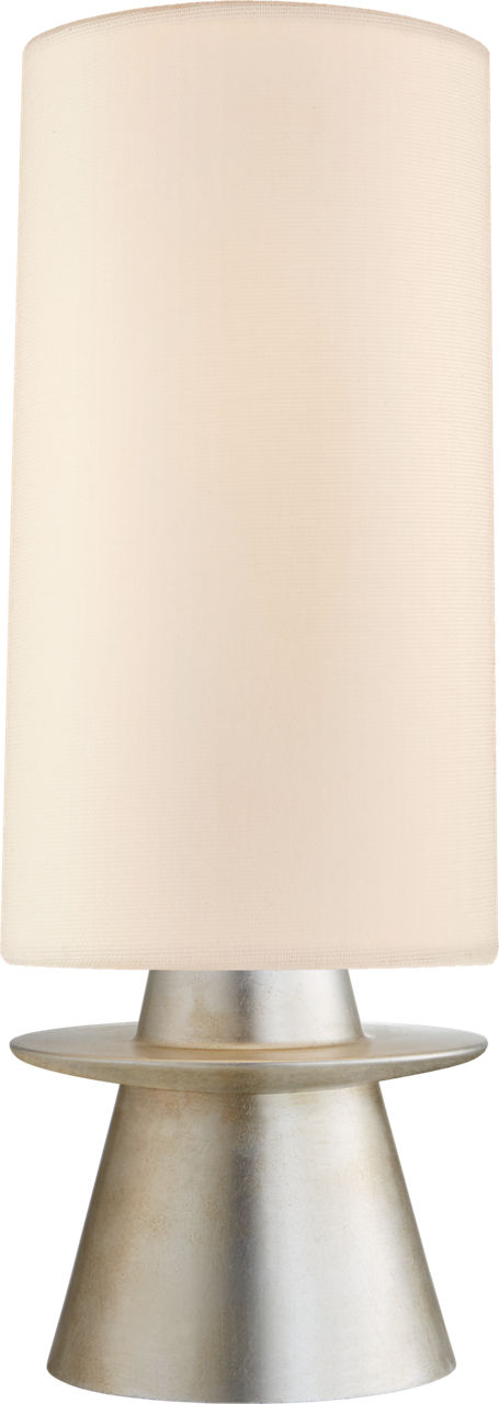 Livia Small Table Lamp in Burnished Silver Leaf with Linen Shade