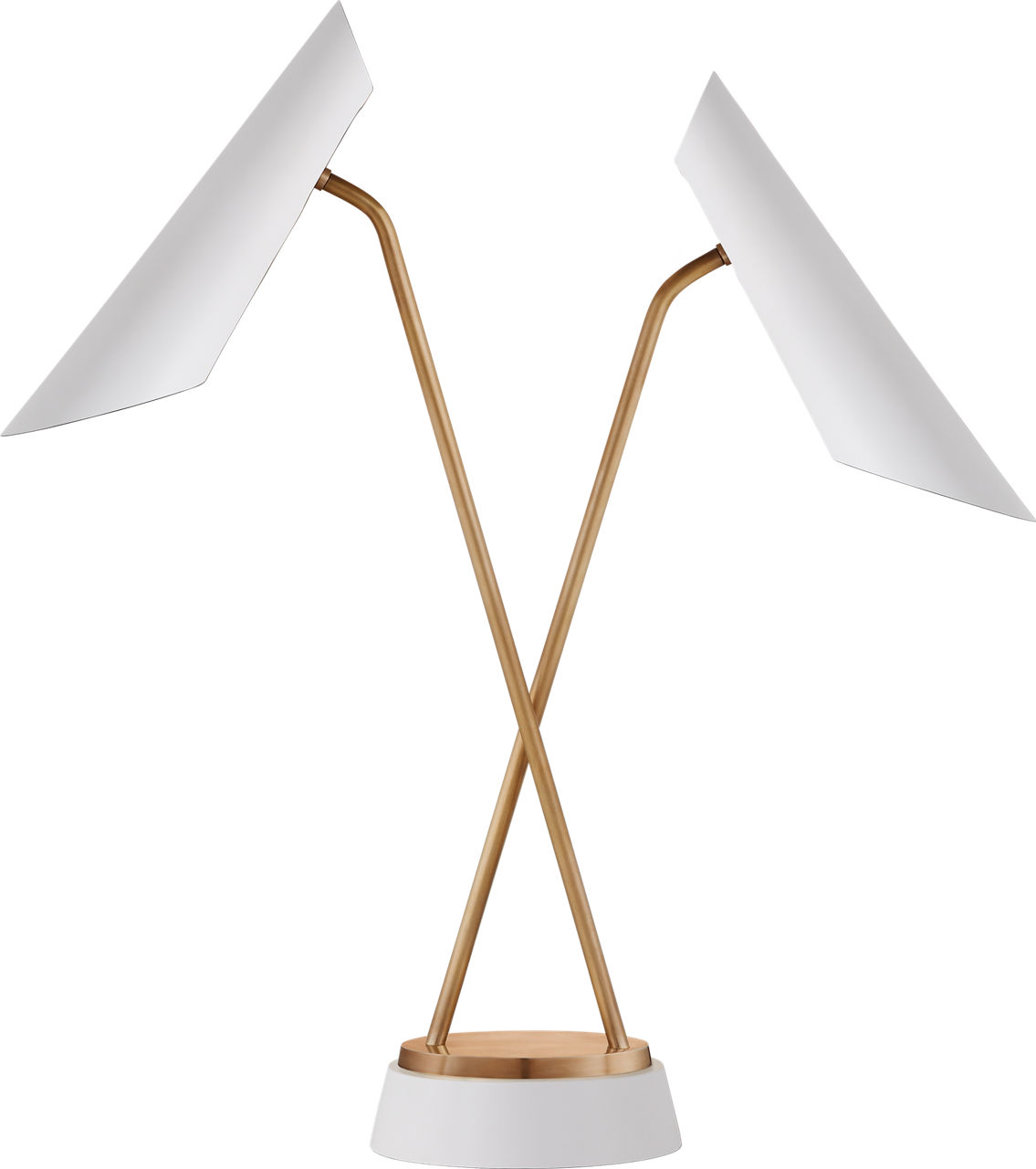 Franca Double Pivoting Task Lamp in Hand-Rubbed Antique Brass with White Shades
