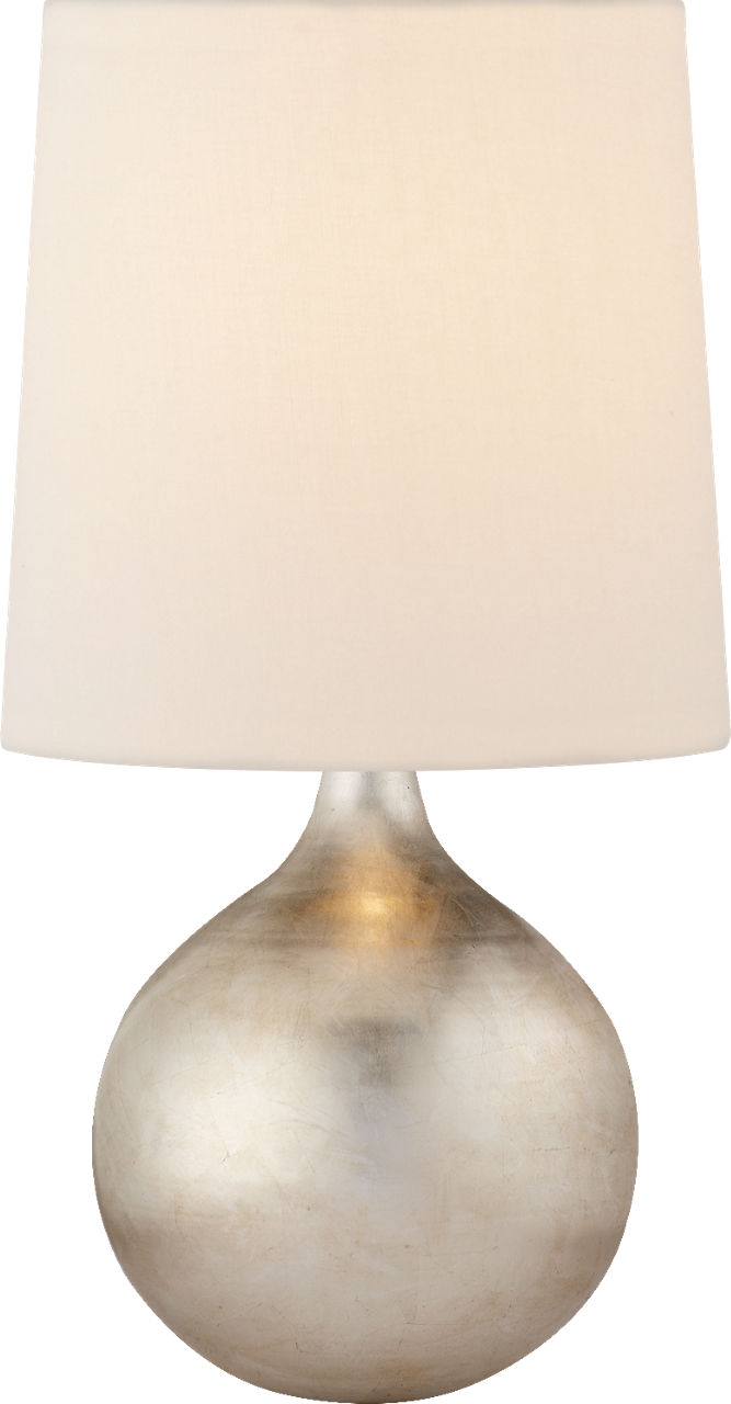 Warren Mini Table Lamp in Burnished Silver Leaf with Linen Shade