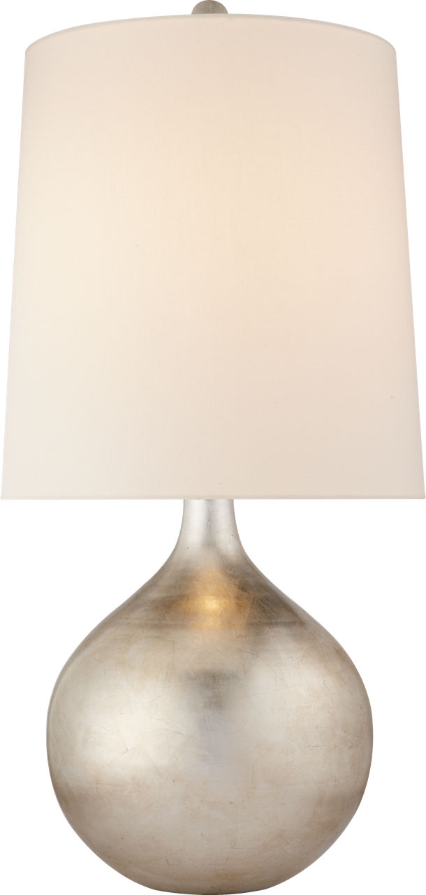 Warren Table Lamp in Burnished Silver Leaf with Linen Shade