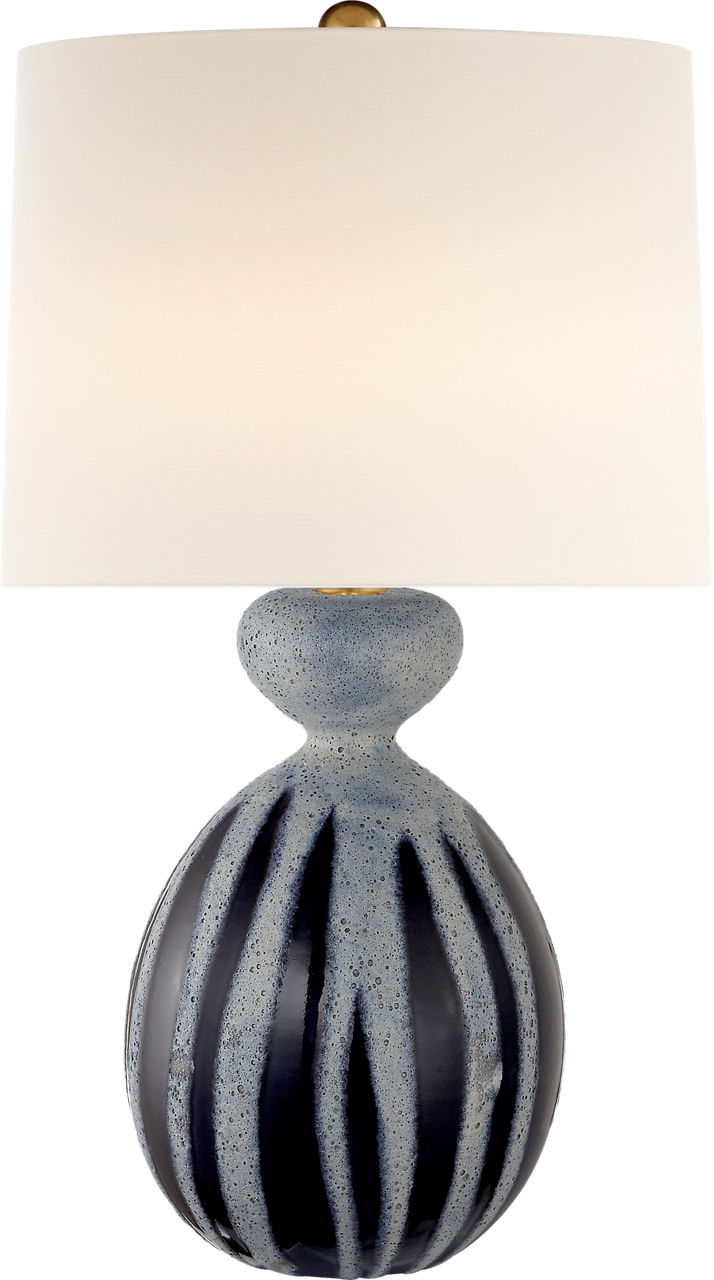 Gannet Table Lamp in Drizzled Cobalt with Linen Shade