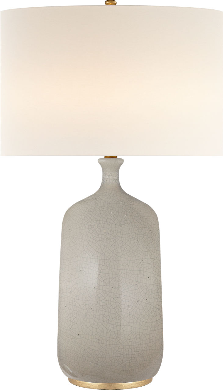 Culloden Table Lamp in Bone Craquelure with Linen Shade
