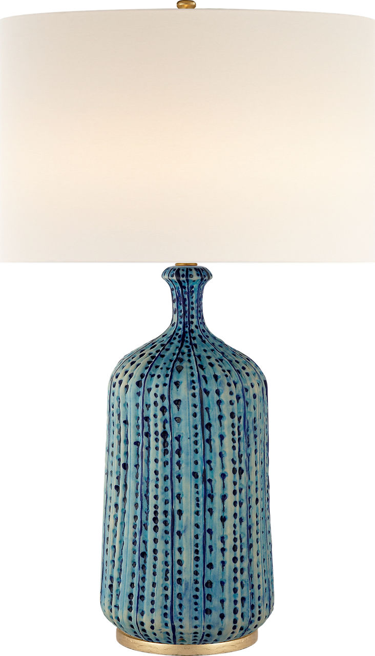 Culloden Table Lamp in Pebbled Aquamarine with Linen Shade