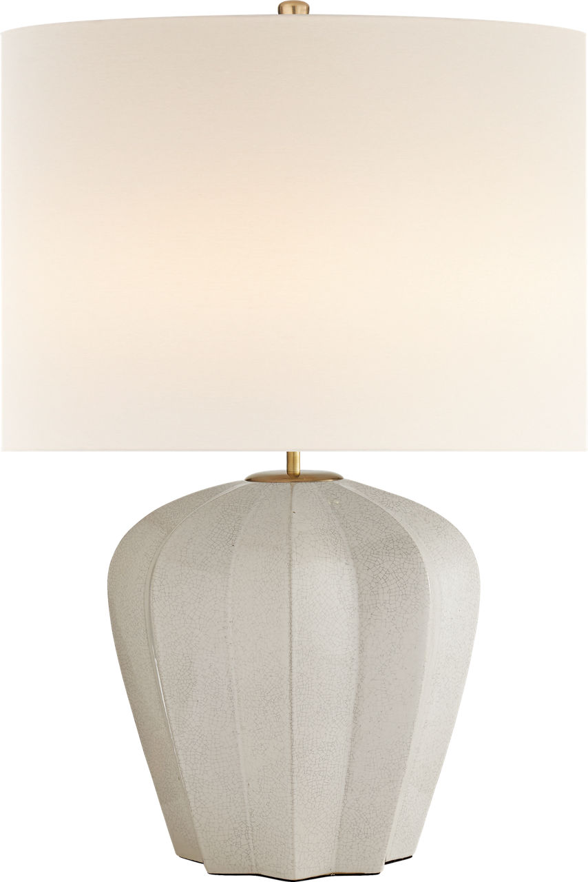 Pierrepont Medium Table Lamp in Bone Craquelure with Linen Shade