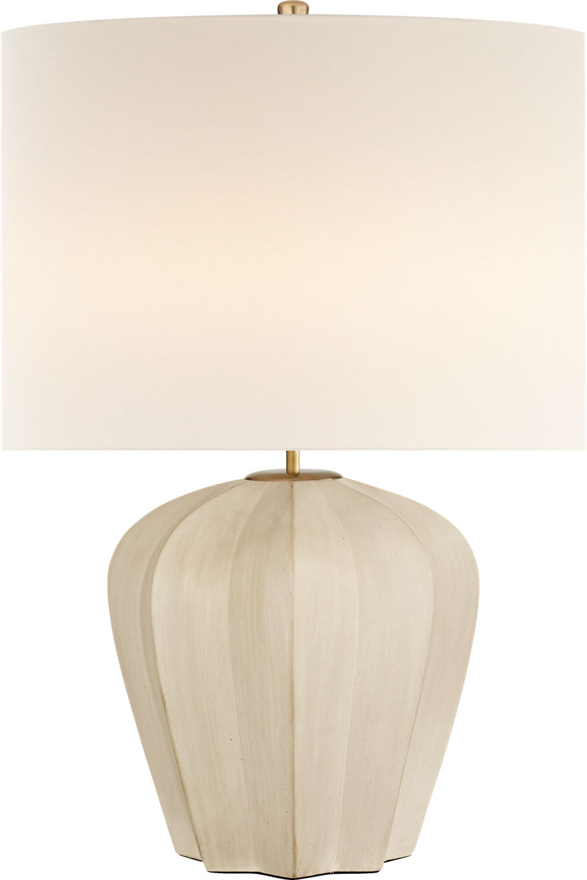 Pierrepont Medium Table Lamp in Stone White with Linen Shade